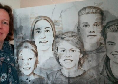 persoonlijke grafische kunst met caracter mixed media kinderen herinnering cadeau carine braakenburg van backum jubileum canvas wanddecoratie