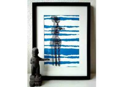 zeefdruk vrouw in water blauw grafische vormgeving ontwerp kunstwerk kunst aan de muur wanddecoratie beperkte oplage met caracter carine braakenburg van backum